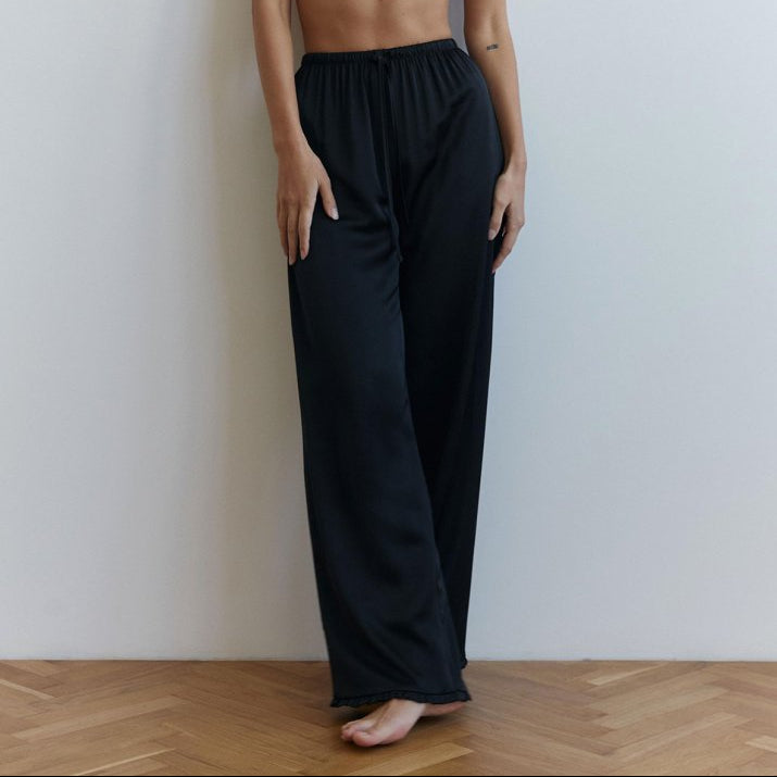 Штани з рюшем сатин